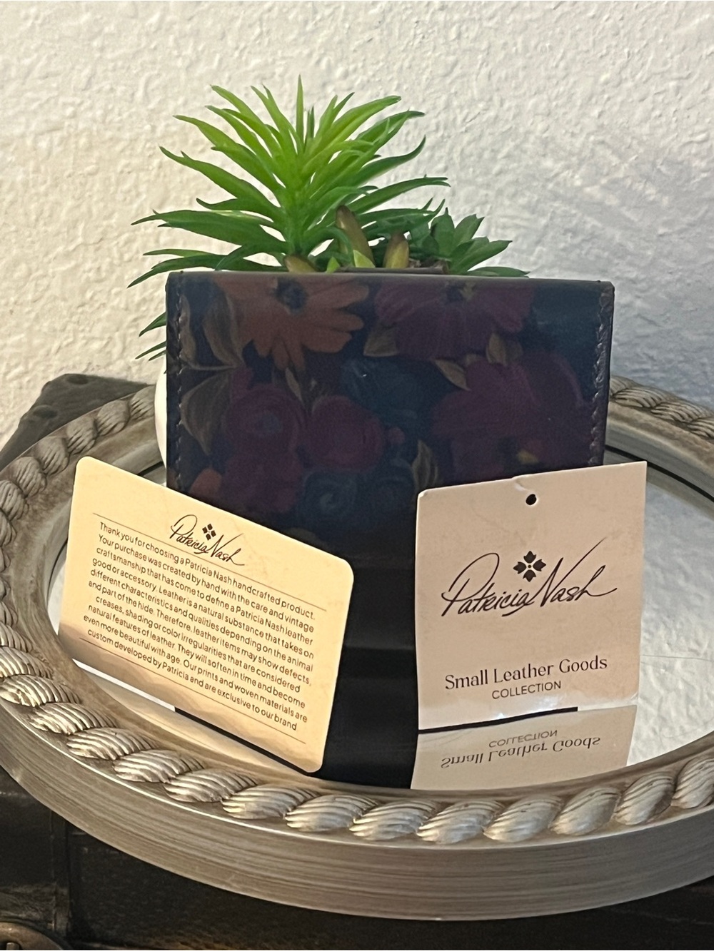 Patricia Nash Floral Leather Card Wallet in Purple and Brown